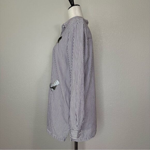 Bobbie Brooks Shoe Appliques Purple White Striped Button Down Shirt - Picture 5 of 13